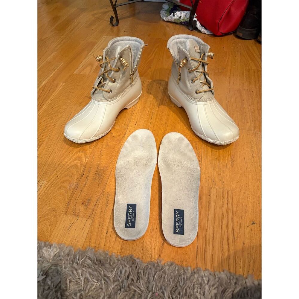 Sperry Women's Ankle Snow Boots Size 10 Ivory Metallic Winter Casual - Picture 13 of 13